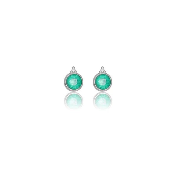 Diamonds by Georgini Natural - Green Agate and Two Natural Diamond May Earrings Silver