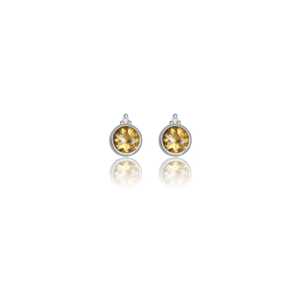 Diamonds by Georgini - Natural Citrine and Two Natural Diamond November Earrings Silver
