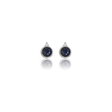 Diamonds by Georgini - Natural Sapphire and Two Natural Diamond September Earrings Silver