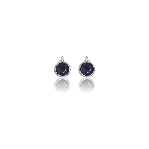 Diamonds by Georgini - Natural Sapphire and Two Natural Diamond September Earrings Silver