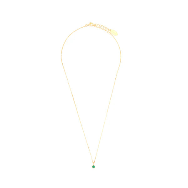 Diamonds by Georgini - Natural Green Agate and Diamond May Pendant Gold