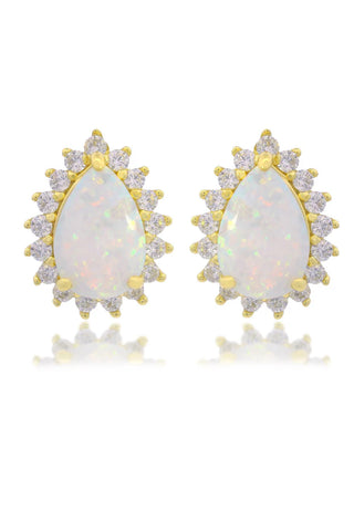 Georgini - Opal Glow Rozelle White Created Opal Earrings Gold