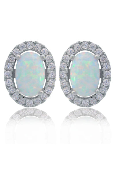 Georgini - Opal Glow Blackwattle White Created Opal Earrings Silver