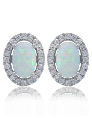 Georgini - Opal Glow Blackwattle White Created Opal Earrings Silver