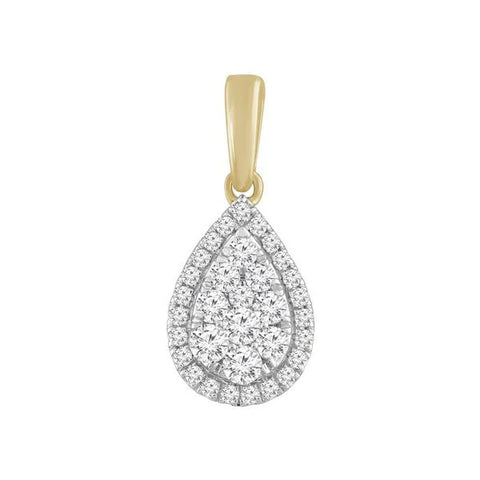 Brent Weatherall - 9ct Two Tone Pear Shape Diamond Set Cluster Pendant