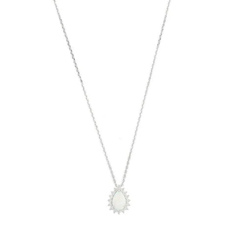 Georgini Opal Glow Rozelle White Created Opal Pendant Silver