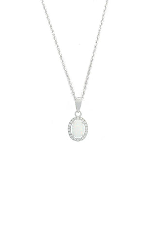 Georgini - Opal Glow Blackwattle White Created Opal Pendant Silver