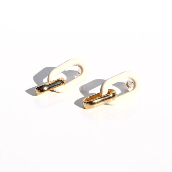 Queen Of The Foxes - Statement Link Earrings Gold - Ivory