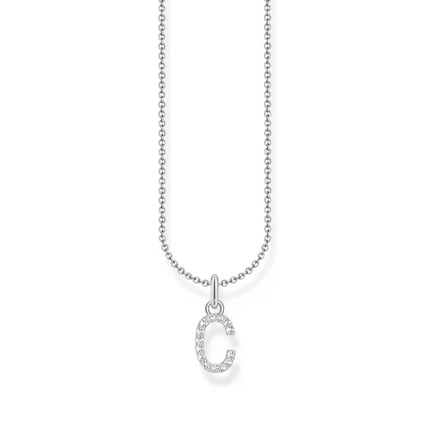 THOMAS SABO - NECKLACE WITH LETTER PENDANT C AND WHITE ZIRCONIA - SILVER