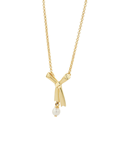 Karen Walker - Pearl Bow Necklace Gold-Plated