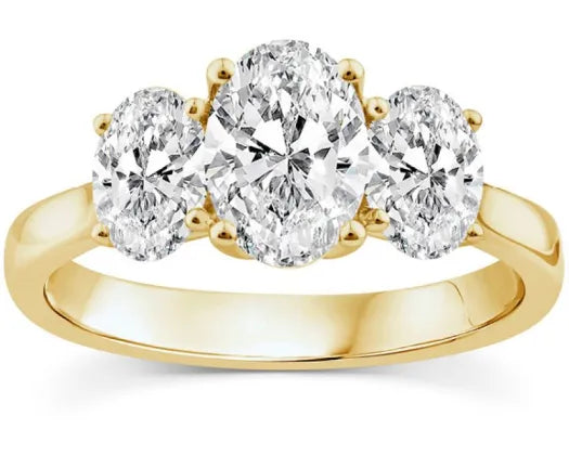 BWJ - 9ct Yellow Gold Lab Grown Diamond Oval 3 Stone