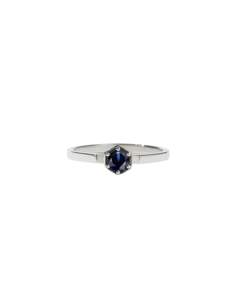 Meadowlark - Hexagon Solitaire Blue Sapphire Sterling Silver