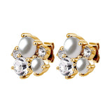 Dyrberg Kern - Minnie Gold Stud Earrings Crystal & White Pearl