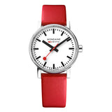 Mondaine - Evo2 35mm White Dial Red Vegan Leather Watch