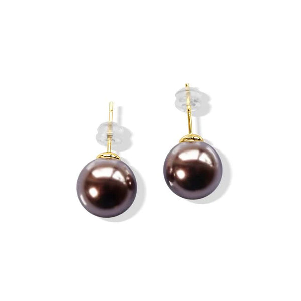 Fabuleux Vous - Perle Mocha 12mm Glass Pearl Earrings