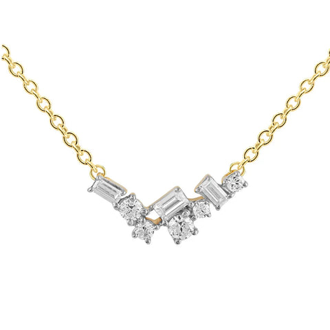 Brent Weatherall - 9ct Yellow Gold Baguette & Brilliant Cut Diamond Set Necklace