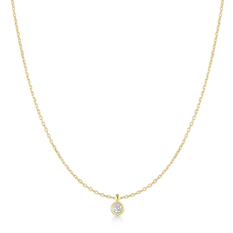 Ania Haie - Luna Bezel Set Solitaire Necklace Gold Plate