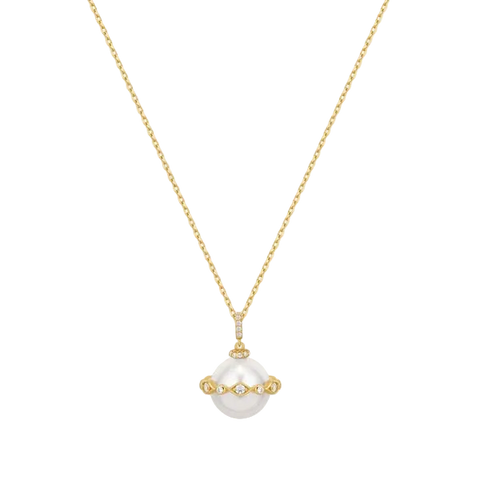 Ania Haie - Luna Shell Pearl Halo Evil-Eye Necklace Gold