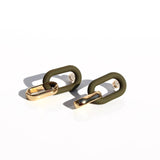 Queen Of The Foxes - Statement Link Earrings Gold - Olive