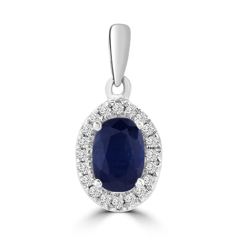 Brent Weatherall - Sapphire & Diamond Pendant On A 9ct White Gold 45cm Chain