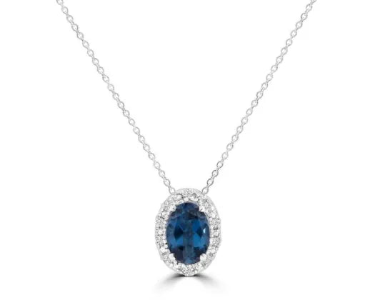 Brent Weatherall - 9ct White Gold Diamond & Blue Topaz Pendant