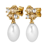 Dyrberg Kern - Petun Gold Pearl Drop Earrings Golden & White Pearl