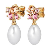 Dyrberg Kern - Petun Gold Pearl Drop Earrings, Rose & White Pearl