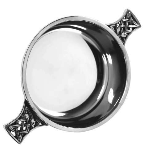 English Pewter Company - 3.5 Inch Celtic Knot Handle Quaich Bowl