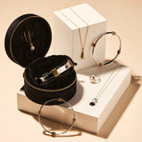 Najo - Black Blossom Round Velvet Jewellery box