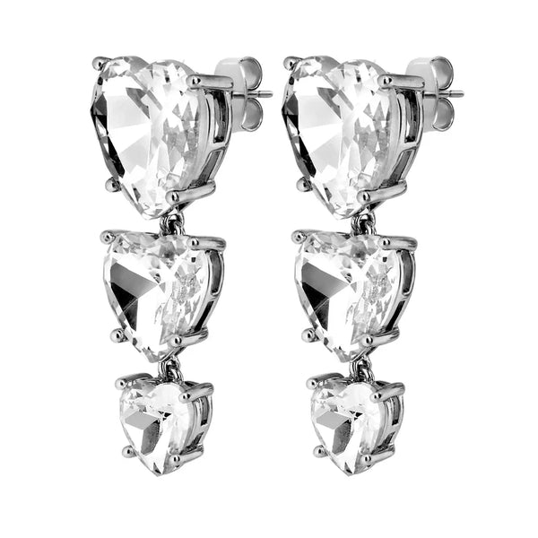 Dyrberg Kern - Sanctu Shiny Silver Drop Earrings, Crystal