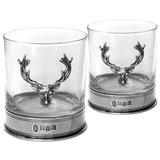 English Pewter Company - Stag Head Pewter Whisky Tumblers Set of 2
