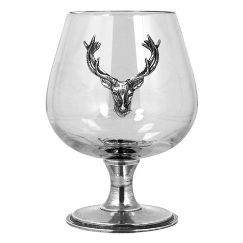 English Pewter Company - Brandy Glass With Pewter Stag