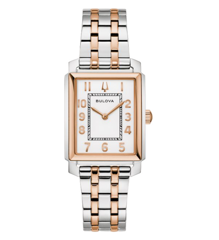 Bulova - Ladies Two-Tone IP Stainless Steel Analog Watch with White Dial