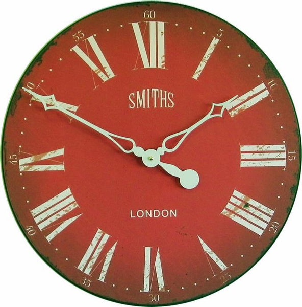 Smiths - Clock Red With Roman Numerals