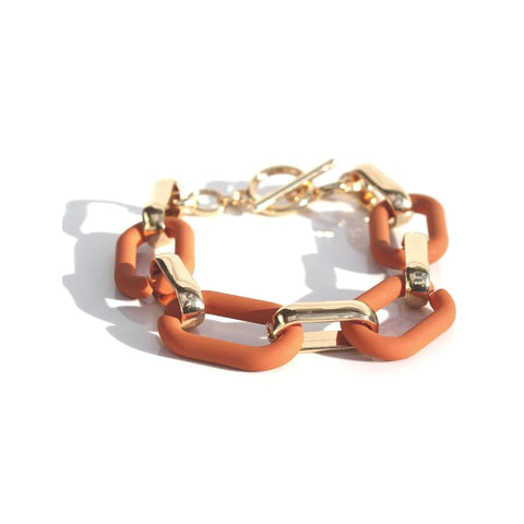Queen Of The Foxes - Statement Link Bracelet Gold - Terracotta