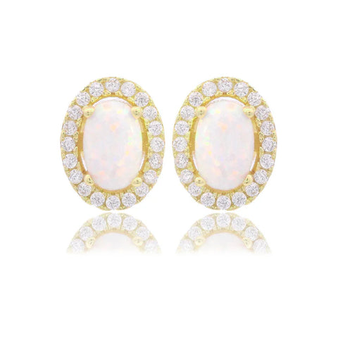 Georgini - Opal Glow Blackwattle White Created Opal Earrings Gold