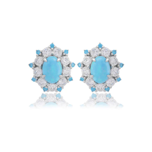 Georgini - Opal Glow Barangaroo Blue Created Opal Earrings