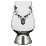 English Pewter Company - The Glencairn Whisky Glass With Pewter Base and Stag Head 200ml