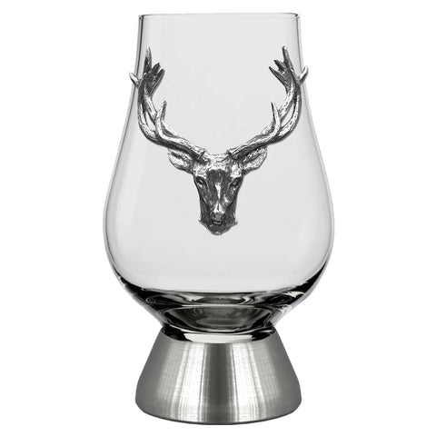 English Pewter Company - The Glencairn Whisky Glass With Pewter Base and Stag Head 200ml