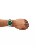 Emporio Armani - Silver Watch With Green Dial Set