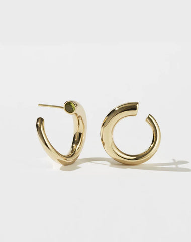 Meadowlark - Wave Earrings Medium Gold Plated Peridiot