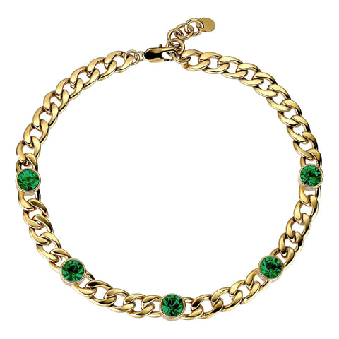 Dyrberg/Kern - Angelina Gold Necklace Emerald Green