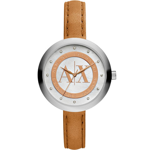 Armani Exchange - Julietta White & Tan Mother Of Pearl Watch