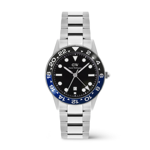 Daniel Wellington - Iconic GMT Link Black Blue Ceramic Bezel Silver