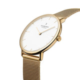 NordGreen - Yellow Gold & White Dial Mesh Watch