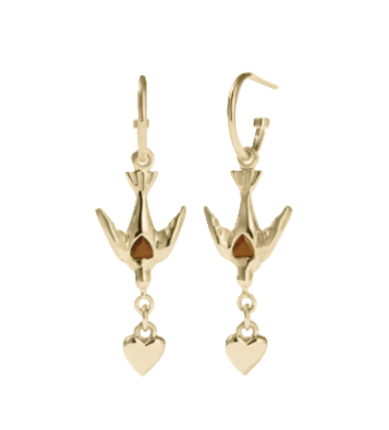 Meadowlark - Love Dove Hoops Set Gold Plated Garnet