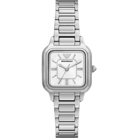 Emporio Armani - Square Mother Of Pearl Dial Silver Watch