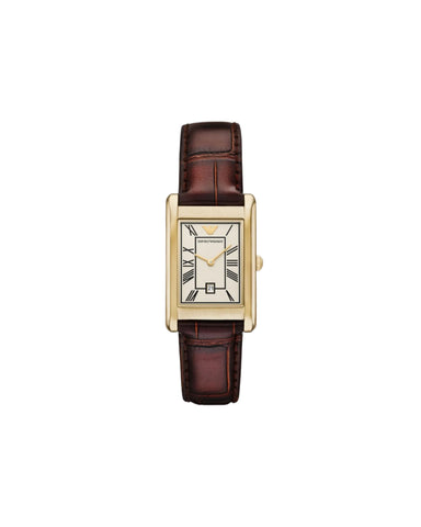 Emporio Armani - Two-Hand Date Brown Leather Watch