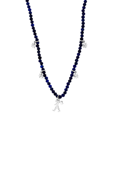 Karen Walker - Lapis Runaway Charm Necklace Silver