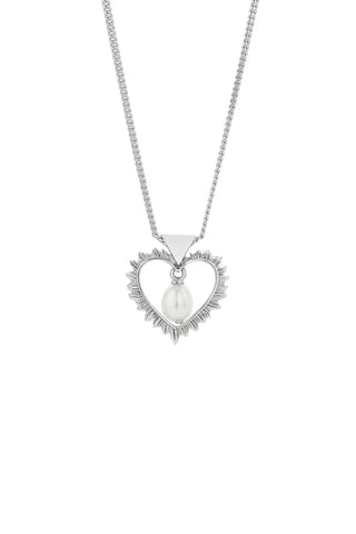 Karen Walker - Flaming Heart Necklace with Fresh Water Pearl Silver